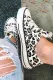 White Leopard Print Lace up Canvas Shoes
