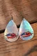 Silvery Flag Lip Print Water Drop Hook Earrings
