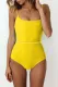 Yellow One-piece Swimsuit With Belt