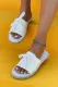 White Lace Up Open Toe Canvas Sandals