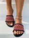 Fiery Red Ethnic Style Embroidered Slippers