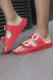 Fiery Red Two Straps Buckled Sandals