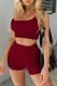 Wine Fiery Red Two-piece Yoga Sports Suit