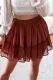 Rust Fiery Red Dot Print Elastic Waist Chiffon Mini Skirt