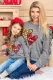 Mommy and Me Plaid Leopard Heart Shape Print Girls Pullover Sweatshirt