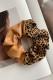 Laço de cabelo de patchwork de leopardo de couro pu
