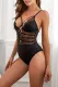 Black Sheer Lace up Teddy Lingerie