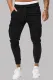 Pantalón de chándal ajustado con bolsillo lateral y cintura elástica con cordón en negro