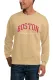 Khaki BOSTON Letters Print Crew Neck Men's Pullover Sweatshirt