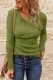 Green Crochet Lace Slee Sleeve Button Top