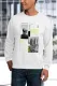 White Letter Pattern Print Crew Neck Men's Graphic Sweatshirt