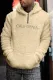 Apricot Letter Embroidered Quarter Zip Men's Sherpa Hoodie