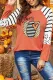 Halloween Pumpkin Stripes Leopard Long Sleeve Top