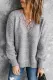 Suéter holgado con abertura lateral y escote en V festoneado de encaje gris