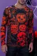 Men's 3D Halloween Pumpkin Skull Print Knit Long Sleeve T-Shirt