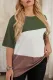 Green Fiery Red Plus Size Crew Neck Colorblock Tee