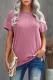 Pink Round Neck Short Sleeve Solid Color Tee