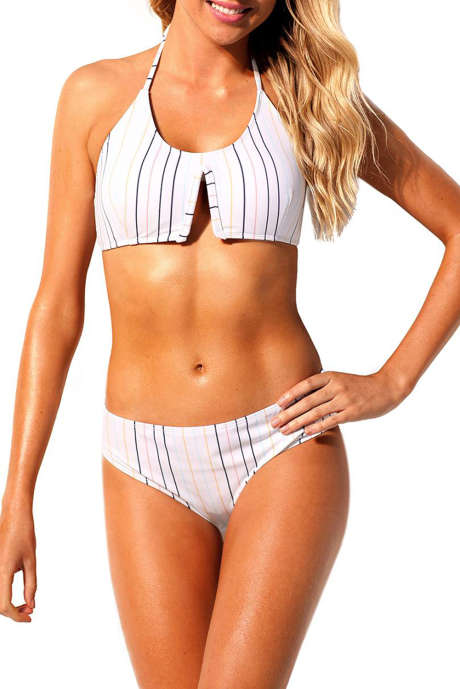 Costume da bagno classico a righe verticali a righe