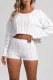 White Cable Knit Top And Shorts Two Piece Set