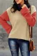 Orange Long Sleeve Turtleneck Color Block Pullover Knit Sweater