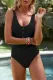 Zwart Monokini-zwempak met ronde hals en knopen