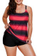 Rosy Strappy Hollow-out Back Plus Size Tankini