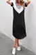 Black V Neck Contrast Leopard Print Short Sleeves Split Maxi Dress