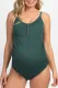 Green Ribbed Snap Front One-piece Maternity Swimsuit