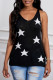 Camiseta sin mangas con cuello en V y espalda cruzada con estampado de estrellas en negro