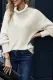 White Lantern Sleeve Turtleneck Pullover Sweater