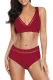 Fiery Red V Neck Hollow Out High Waisted Swimsuit