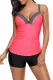 Fiery Red Ruched Ties Side Push Up Tankini Top