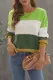Green Pullover Colorblock Winter Sweater