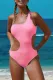 Pink One Shoulder Cut Out Maillot