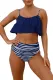 Navy Top and Striped Bottom High waisted swimsuits