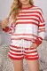Fiery Red Gradient Stripes Home Casual Suit
