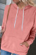 Pink Drawstring Long Sleeve Hoodie with Kangaroo Pocket