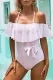 Pink Spaghetti Straps Striped Ruffled One-piece Swimsuit