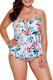 Tropical Floral Print Peplum One Piece Swimsuit