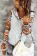Sudadera con capucha y cordón de cuello de botones de manga larga con estampado tribal gris