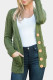 Green Buttons Pocket Knitted Open Front Sweater