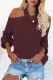 Fiery Red Women's Winter Casual Loose Long Sleeve Solid Color Halter Neck Backless Cross Belt Cold Shoulder Ribbed Knit Sweater
