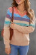 Пуловер с V-образным вырезом в разноцветную полоску