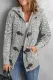Heather Gray Fur Hood Horn Button Sweater Cardigan