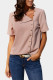 Pink Short Sleeve Button Detail Loose Fitting Chiffon Blouse