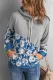 Gray Floral Splicing Cowl Neck Hoodie