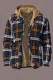 Men's Fake Two-piece Quilted Plaid Hooded Jacket