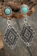 Boucles d'oreilles pendantes en diamant sculpté incrusté de turquoise