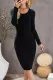 Black Women's Winter Casual Long Sleeve Solid Color Bodycon Warm Crewneck Knitted Sweater Dress