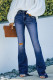 Blue High Rise Distressed Flared Jeans